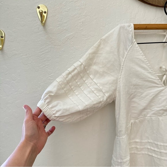 7 for all Mankind White Tie Back Babydoll 1/2 puff sleeve Dress Small - Picture 7 of 8